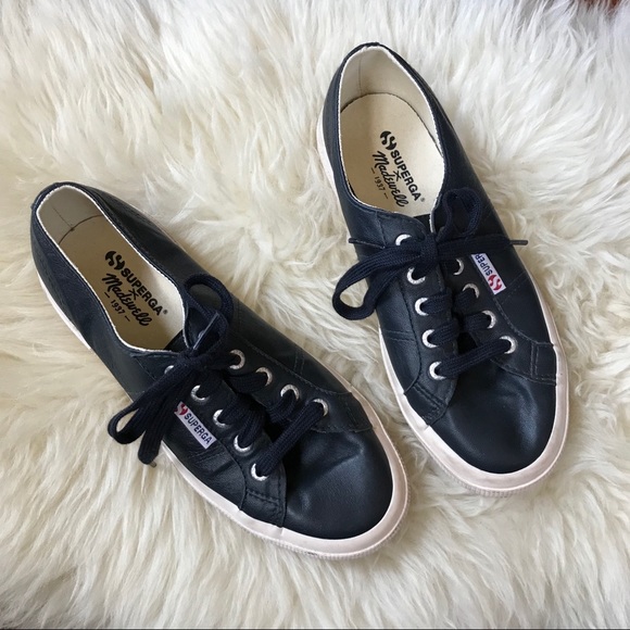 superga navy leather